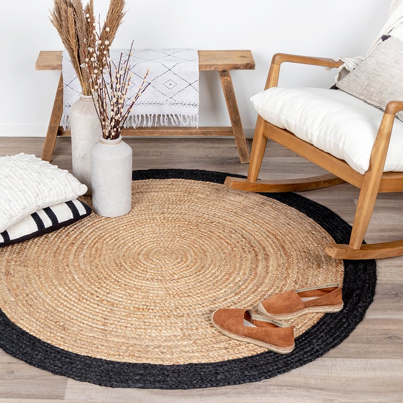 Jute Rug - Fair Round Natural/Black