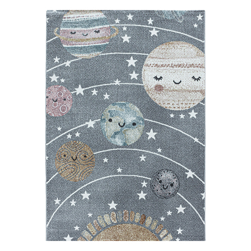 Children's floor rug - Fleurtje Planets Grey