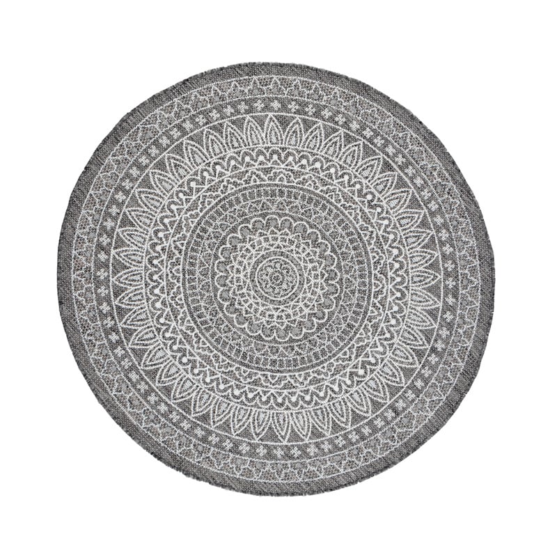 Round Outdoor Rug - Summer Azteca Grey