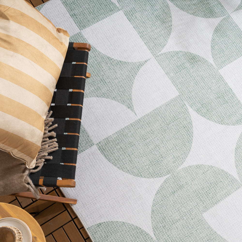Abstract Outdoor Rug - Groovy Tiles Green