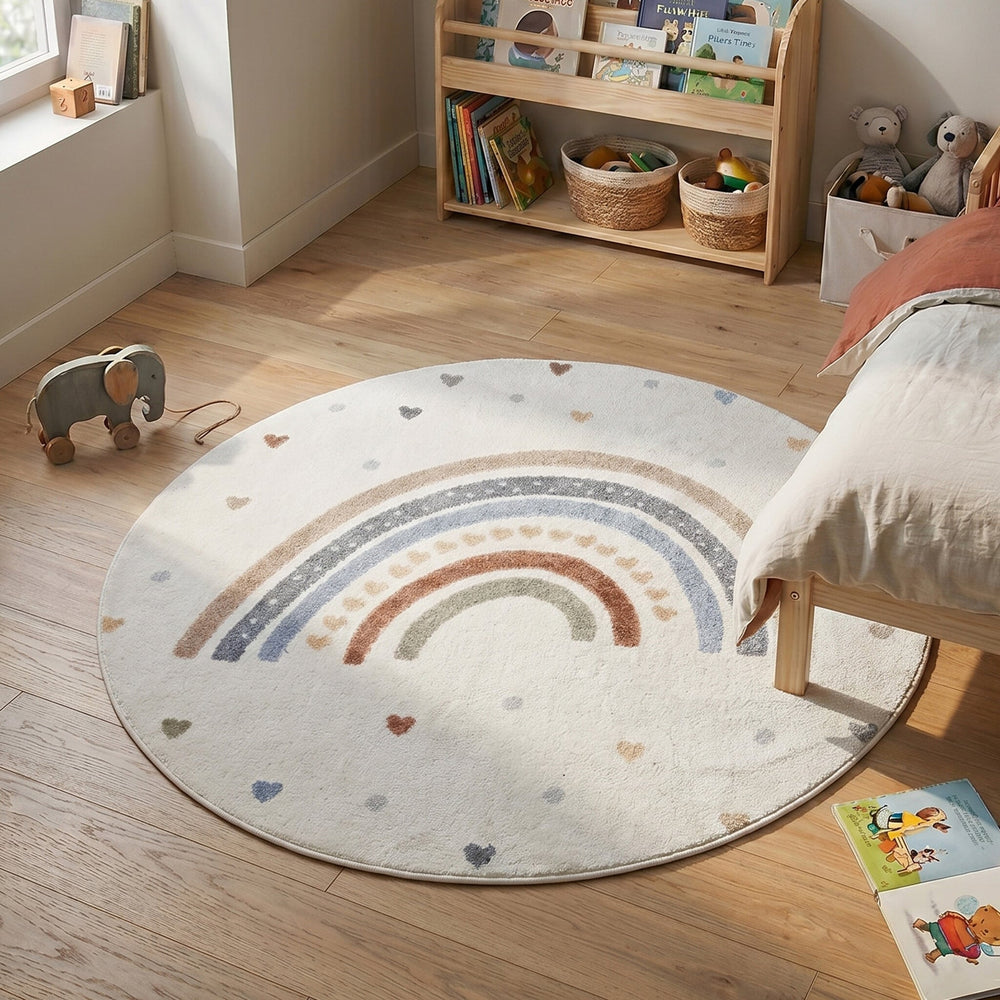 Round Washable Kids Rug - Ravi Rainbow Multicolour