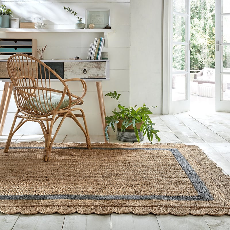 Jute floor rug - Grazo Natural/Grey