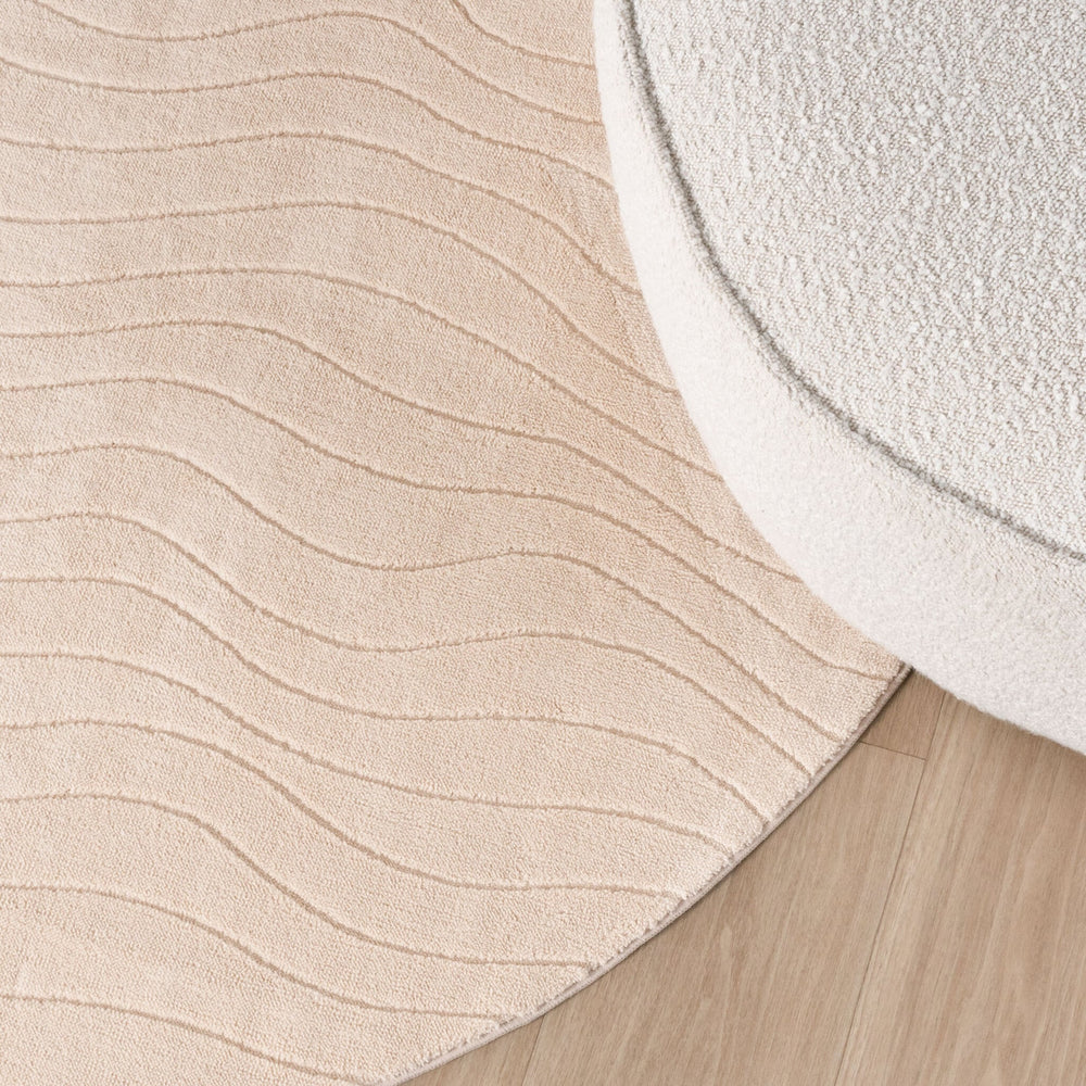 Round Scandinavian Rug - Charm Waves Beige