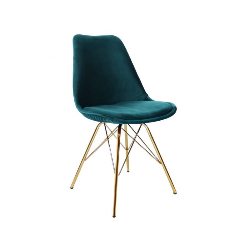 Velvet Chair Blue - Gold frame