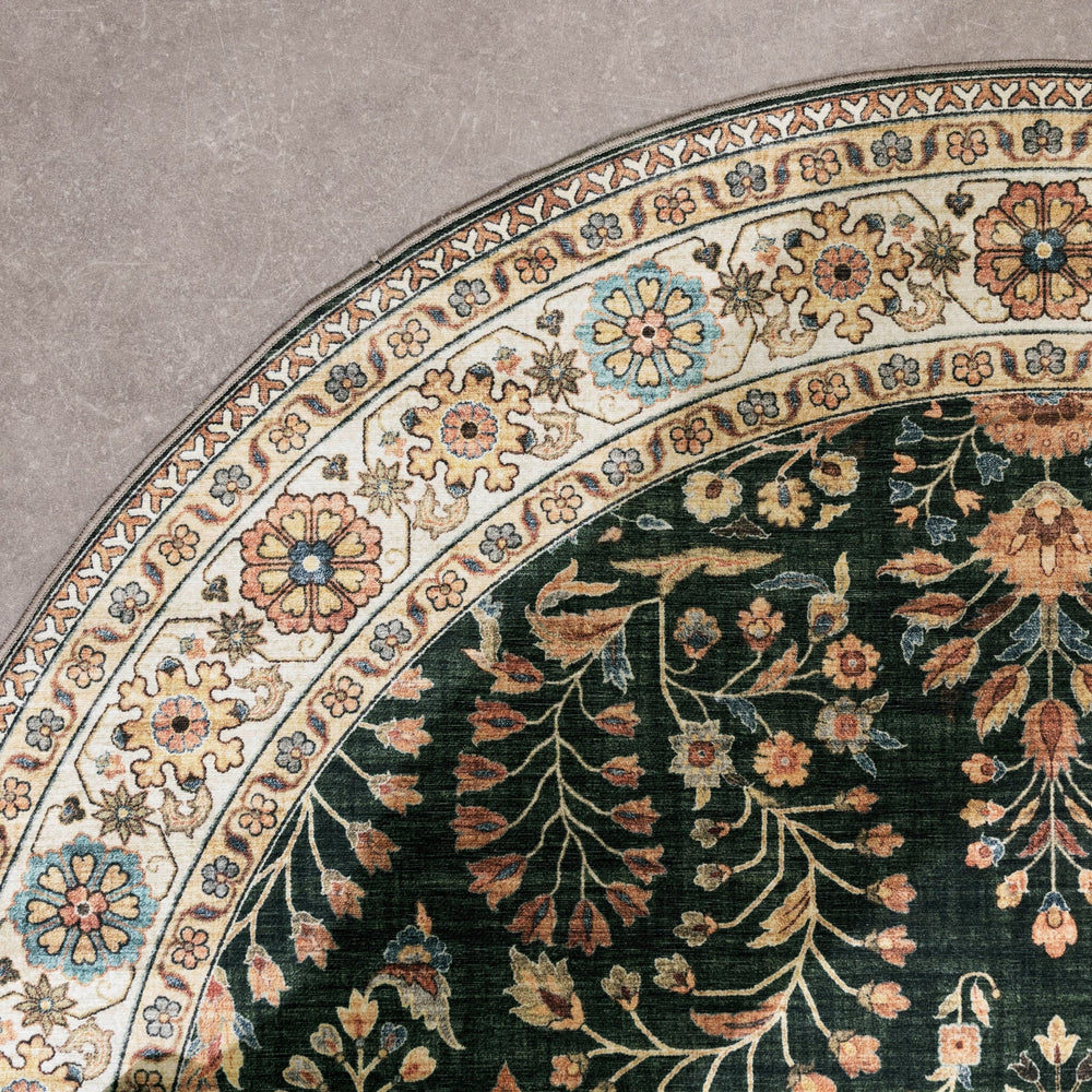 Oval Vintage Outdoor Rug - Santo Flora Dark Green