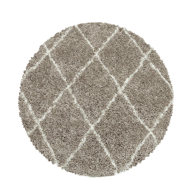 Round Berber Rug - Agadir Lines Beige/Cream