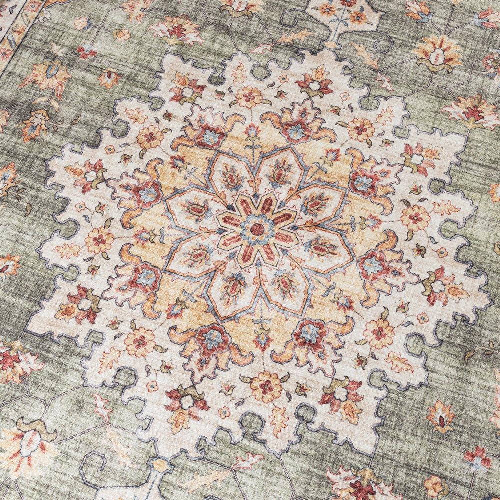 Vintage Outdoor Rug - Santo Medallion Olive Green