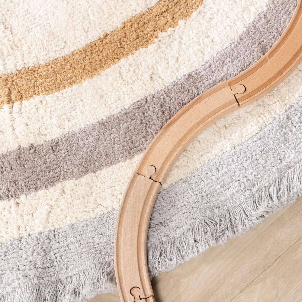 Round washable kids rug - Milo Grey