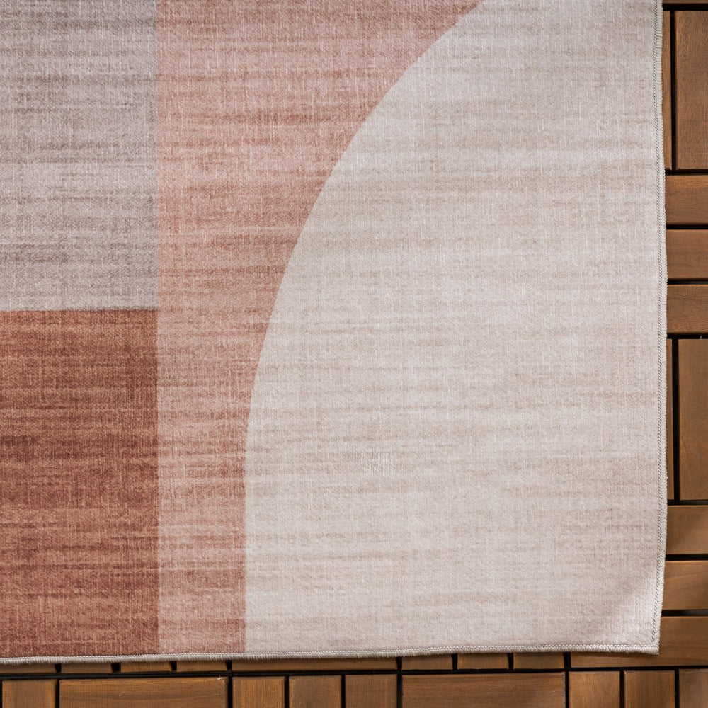 Abstract Outdoor Rug - Groovy Shapes Cream/Terra