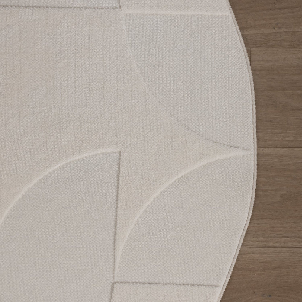 Round Scandinavian Rug - Charm Circles White