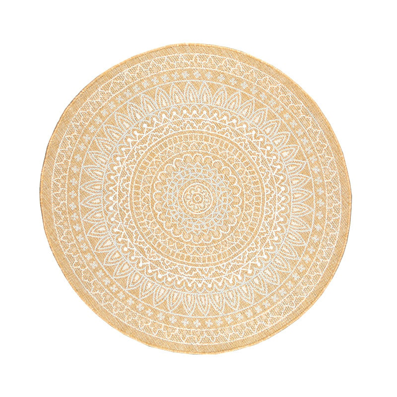 Round Outdoor Rug - Summer Azteca Yellow