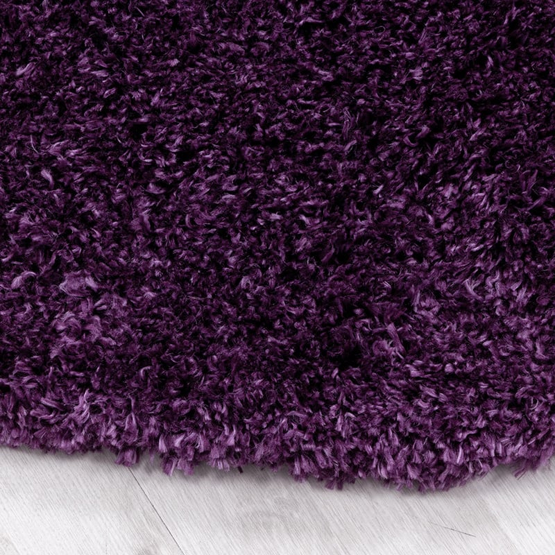 Round High-Pile Floor Rug - Fuzzy Purple