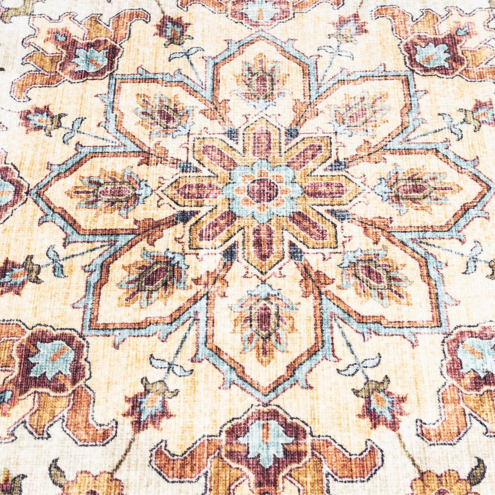 Round Vintage Outdoor Rug - Santo Medallion Light Blue