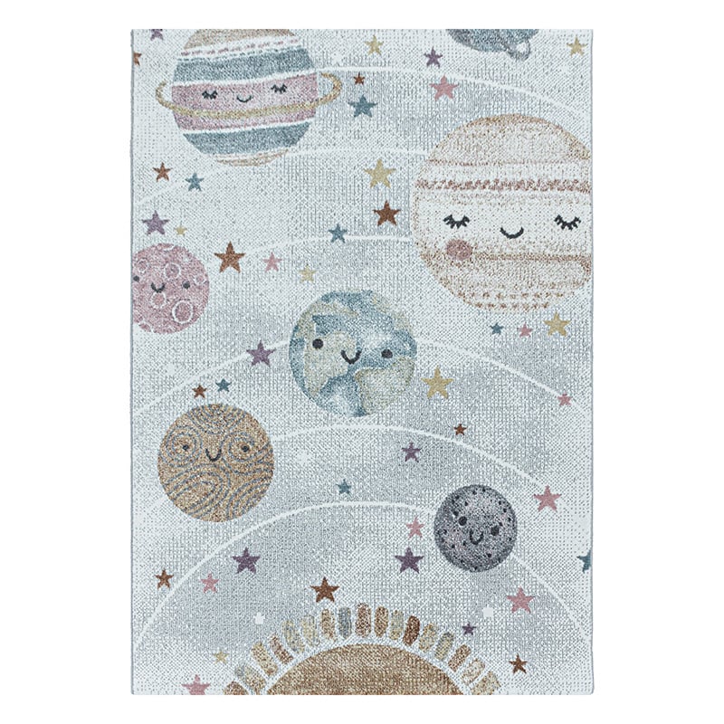 Children's Floor Rug - Fleurtje Planets White