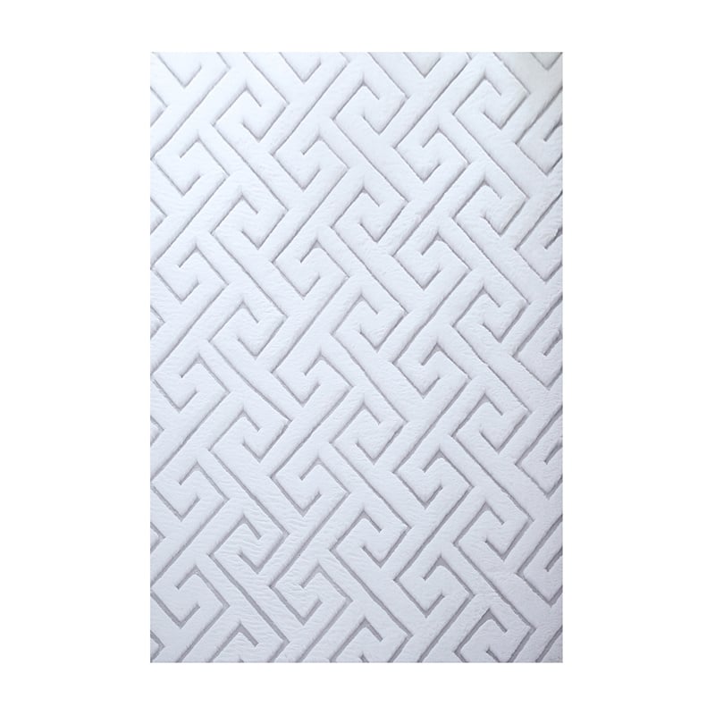 Soft geometric floor rug - Vellion Maze White/Silver