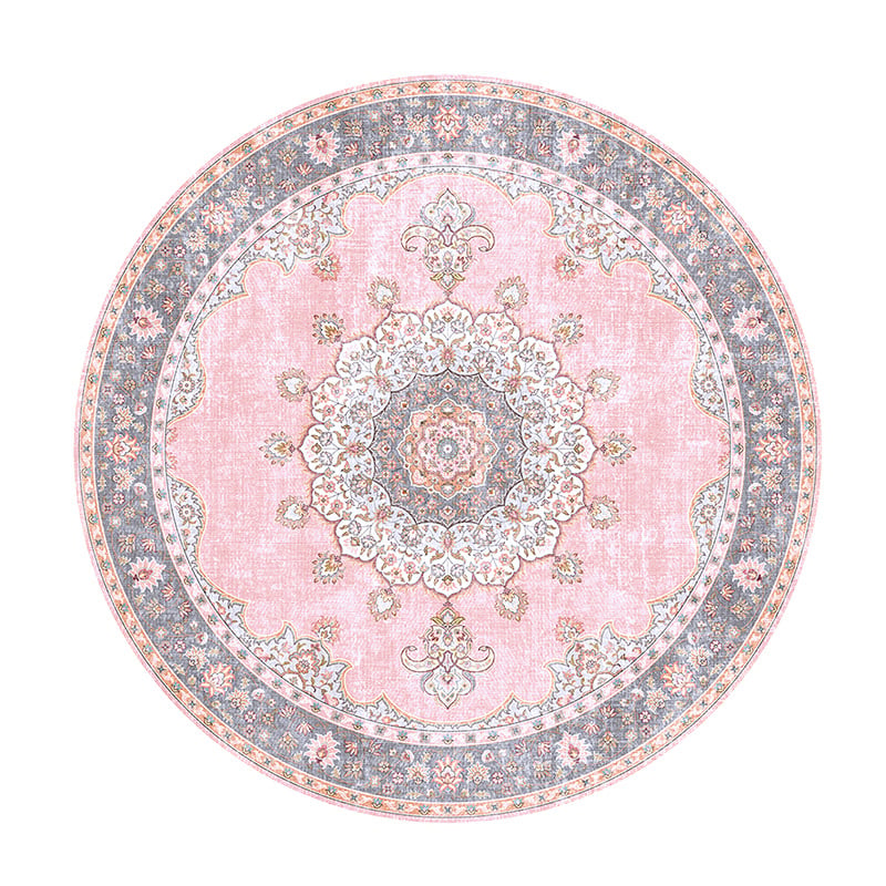 Round Vintage Rug - Lily Medallion Pink