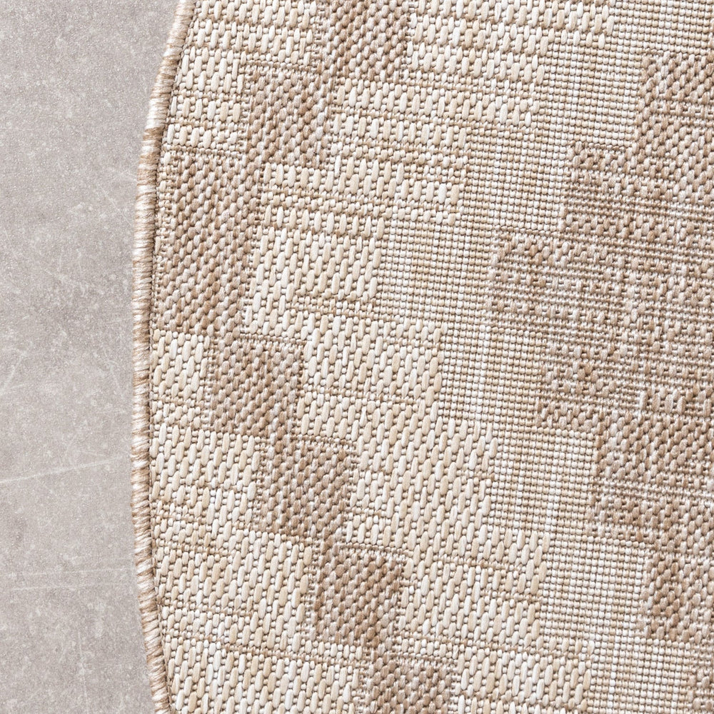 Round Jute Outdoor Rug - Atlas Diamond Brown/Cream