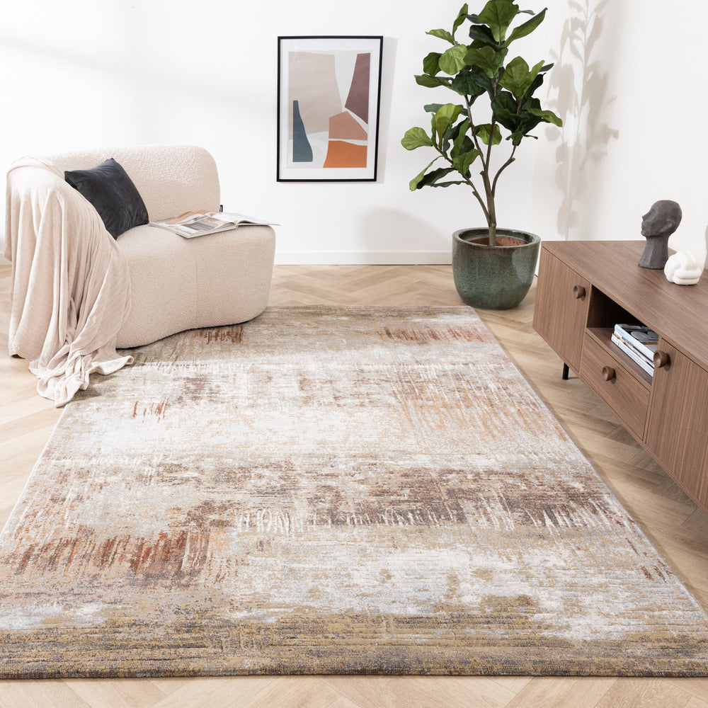 Abstract Rug - Xavier Brush Taupe/Red