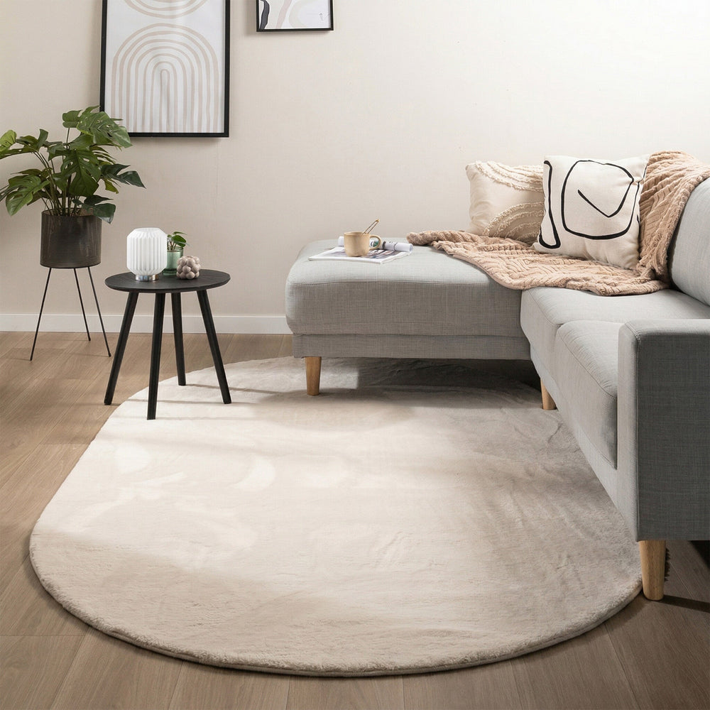 Oval Low-Pile Rug – Cozy Cream