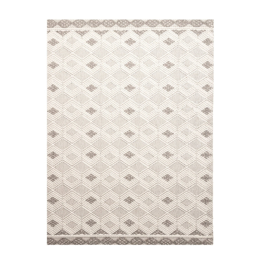 Sustainable floor rug - Lorre Blocks White/Grey