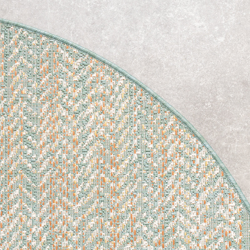 Round Modern Outdoor Rug - Playa Aztec Green