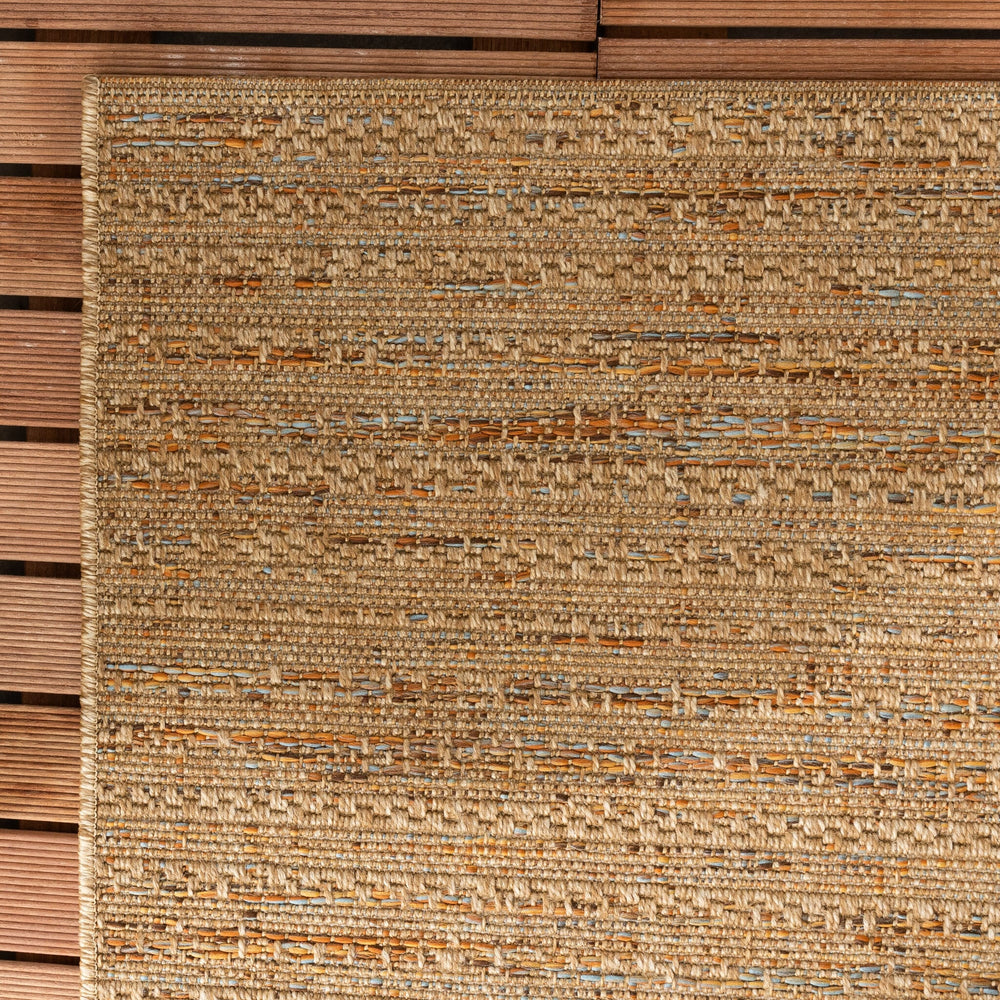 Jute Outdoor Rug - Daisy Lines Multicolour