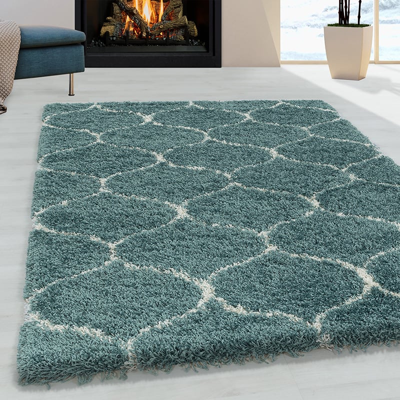 Berber floor rug - Agadir Circle Blue/Cream