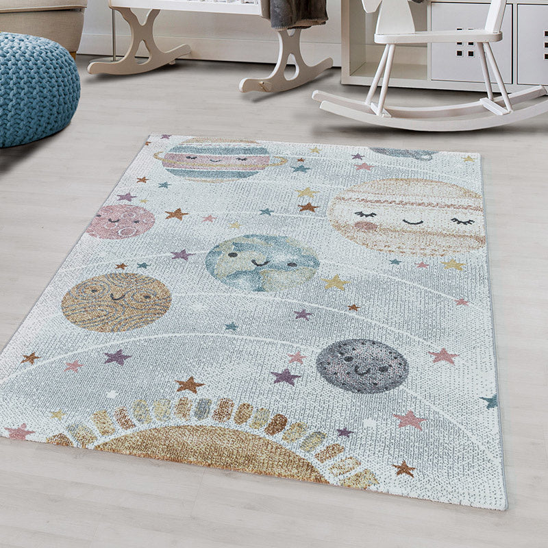 Children's Floor Rug - Fleurtje Planets White