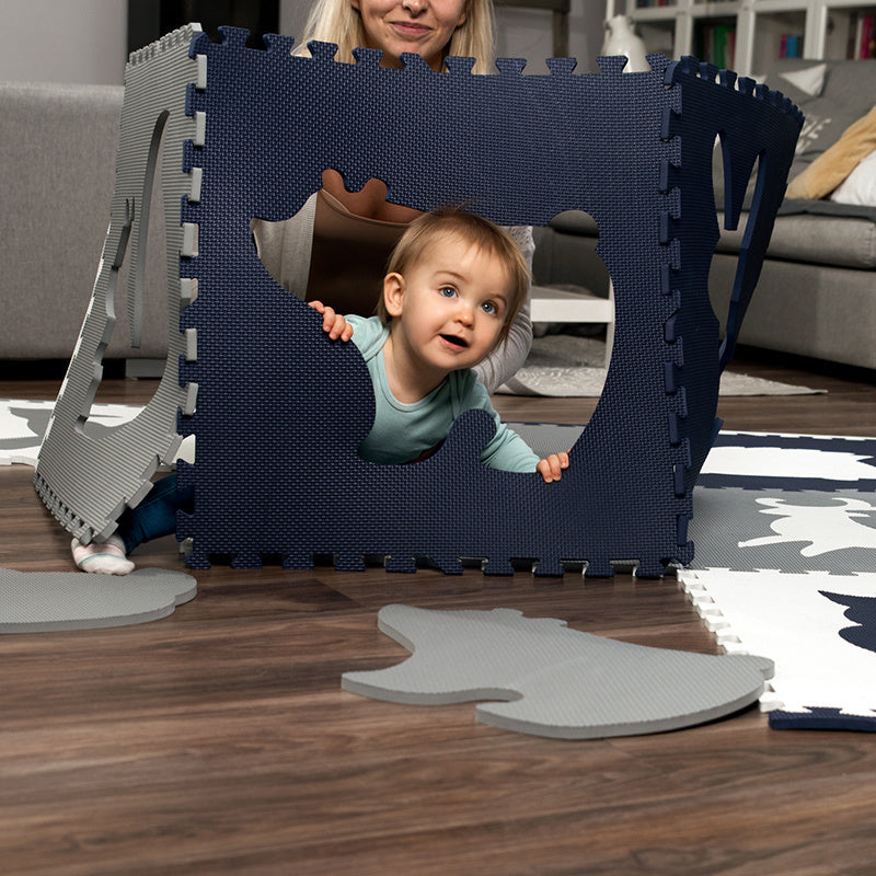 Foam puzzle mat XL - Lio Forest Dark Blue/White