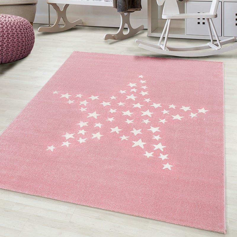 Kids floor rug - Bambi Star Pink