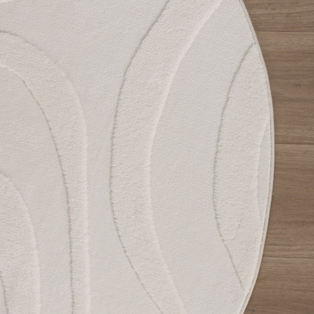 Round Scandinavian Rug - Charm Shapes White