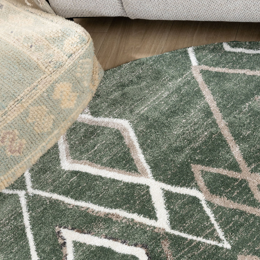 Berber rug round - Blend Diamond Green