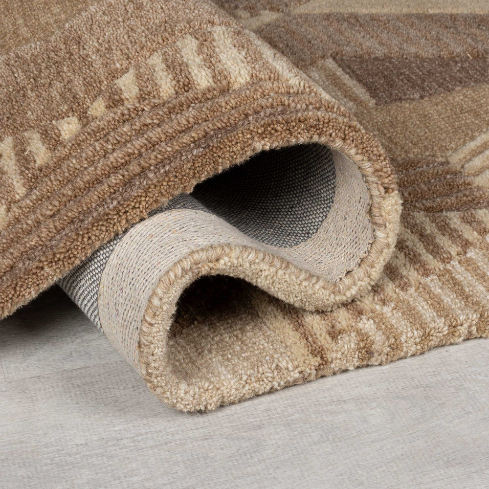Abstract Wool Floor Rug - Anko Beige