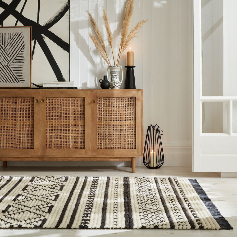 Aztec floor rug - Sabro Black/White