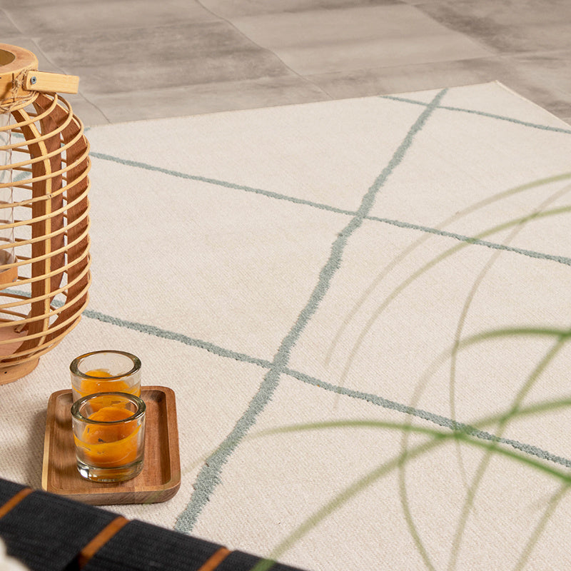 Scandinavian Outdoor Rug - Odin Lines Cream/Green