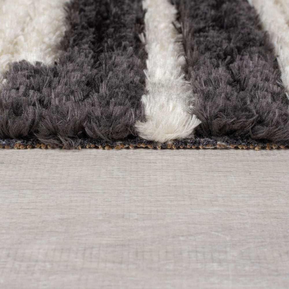 Berber floor rug - Lino Black/White