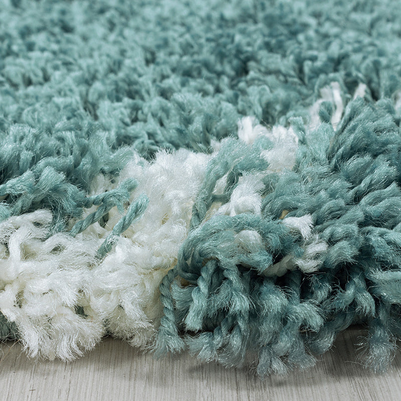 Berber floor rug - Agadir Lines Blue/Cream