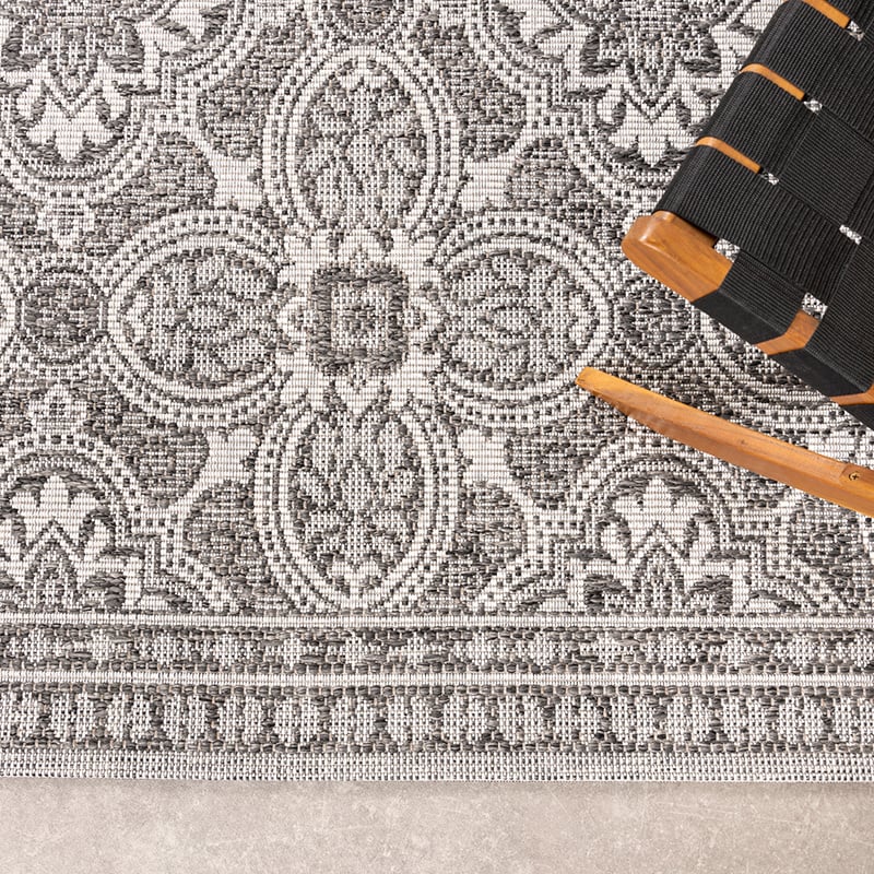 Square Outdoor Rug - Summer Oriental Grey