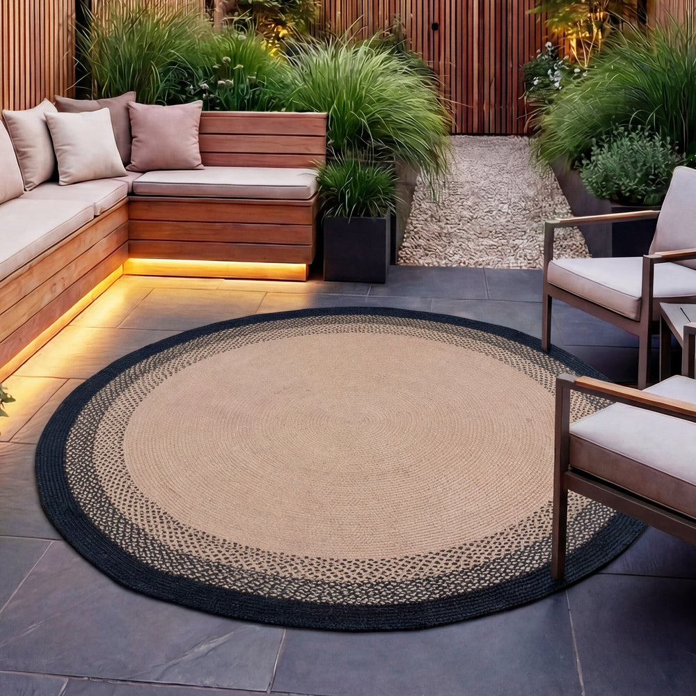 Round Indoor Outdoor Rug - Florence Black