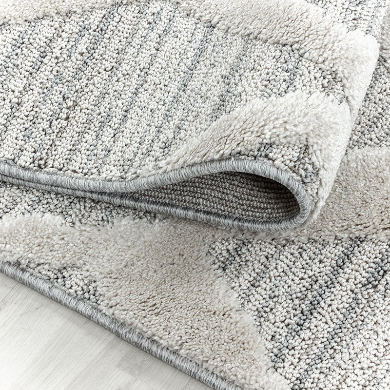 Round Scandinavian floor rug - Pitea Diamond Grey