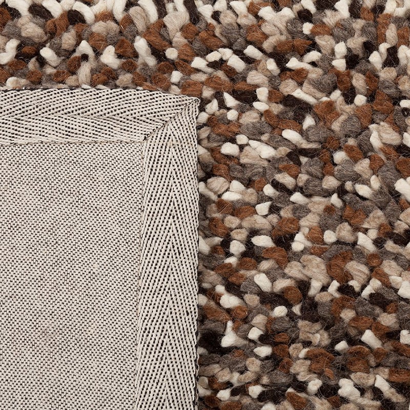 Wool floor rug - Halette Brown/White