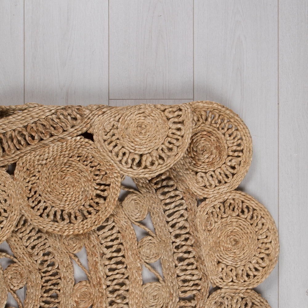 Round jute floor rug - Eduno Natural
