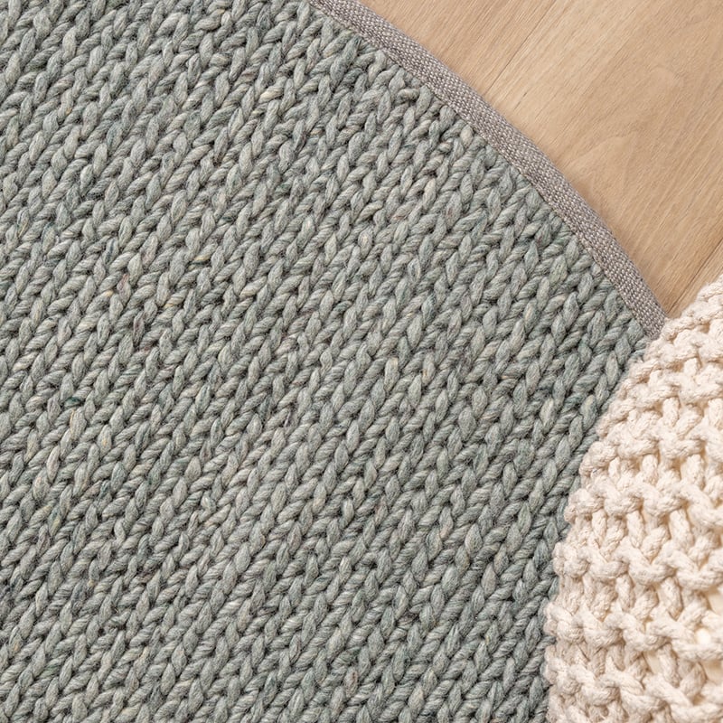 Round Wool Rug - Twist Green