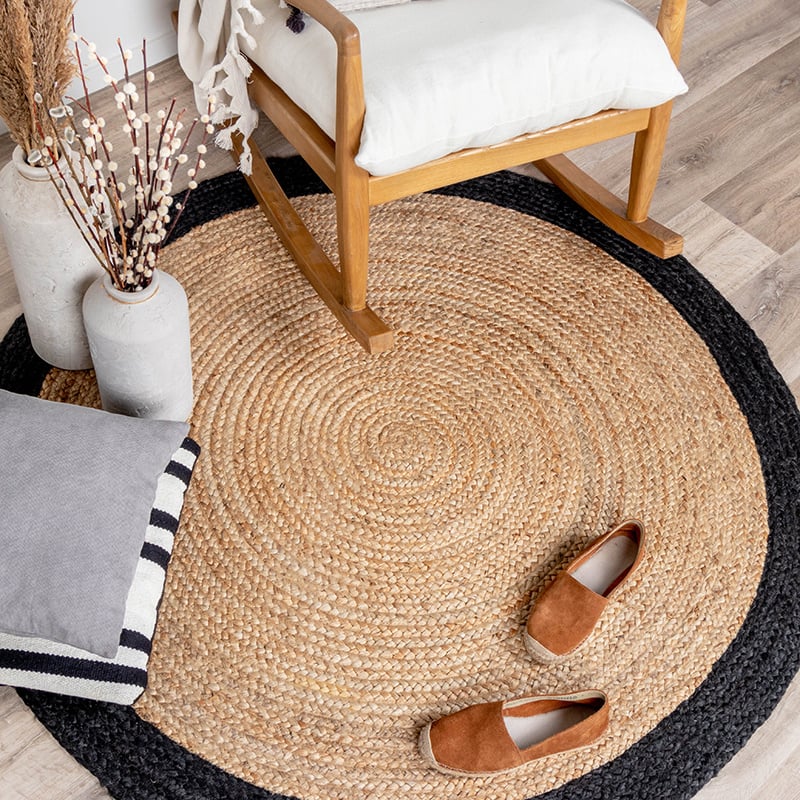Jute Rug - Fair Round Natural/Black