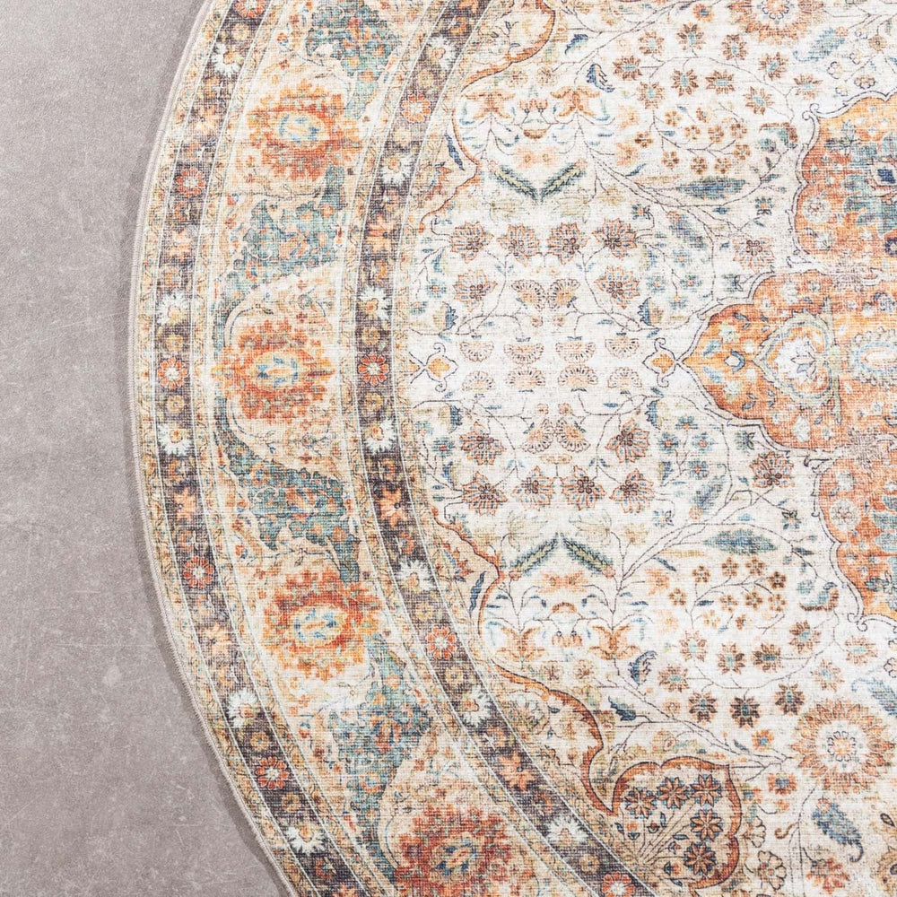 Round Indoor Outdoor Rug - Kairo Medallion Cream/Multicolour