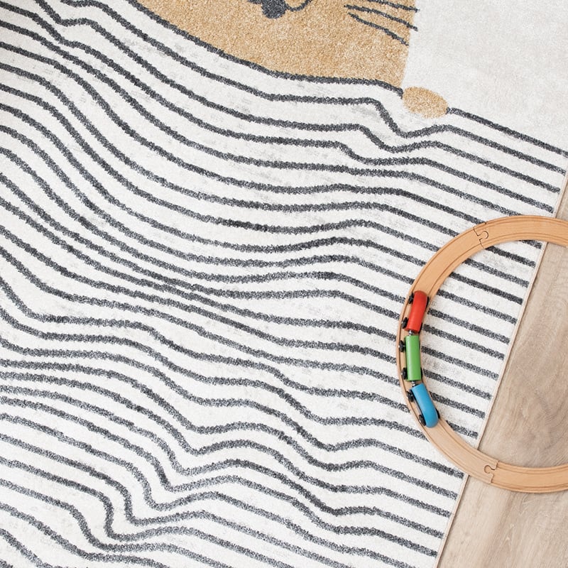 Washable Kids Rug - Ravi Cat Multicolour