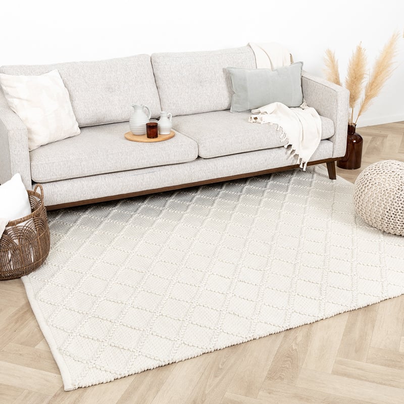 Wool Woven Rug - Knit Cream
