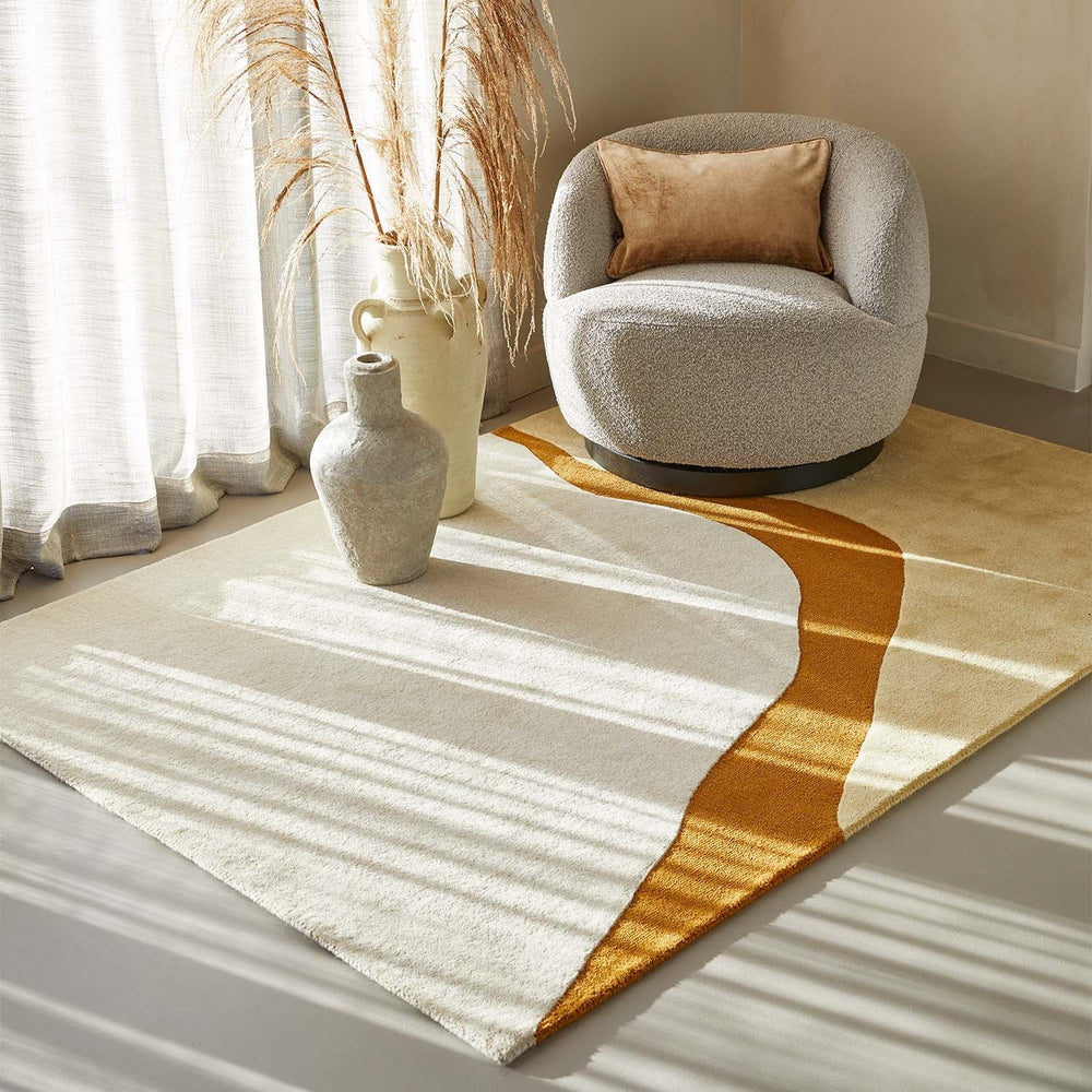 Wool floor rug - Organix Gold/Cream 510