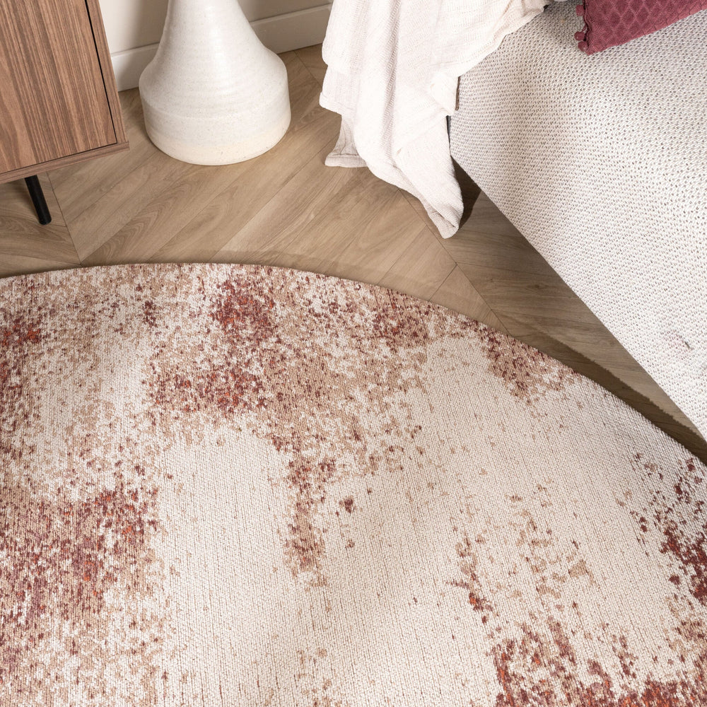 Round Abstract Rug – Candice Pink