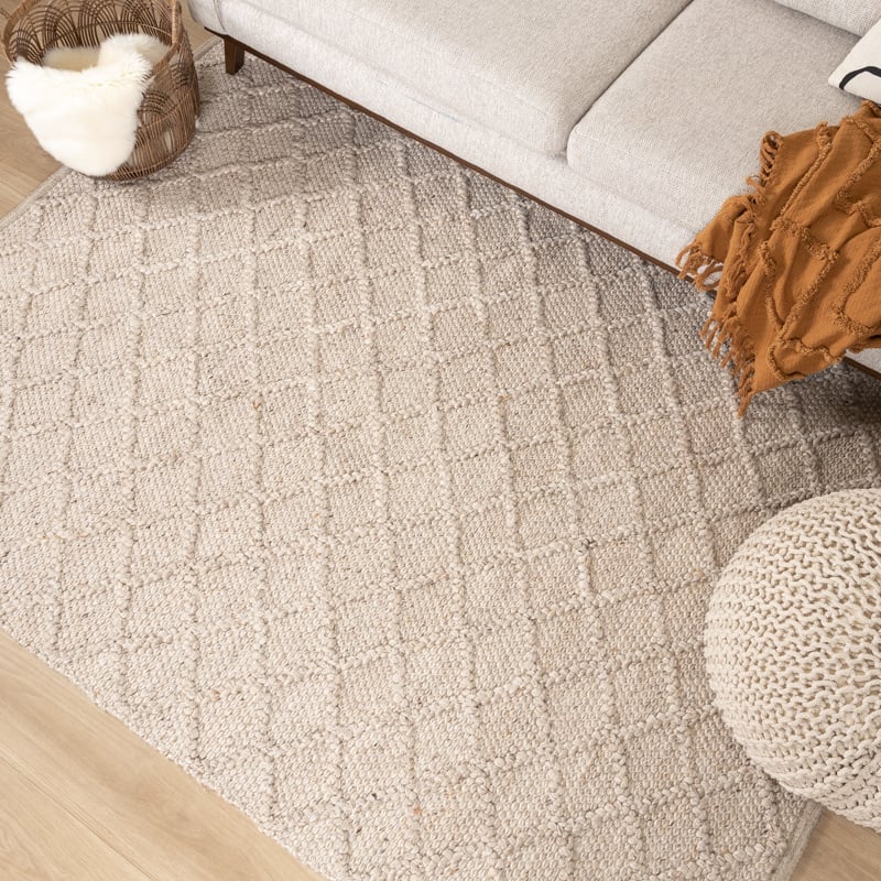 Wool Woven Rug - Knit Beige